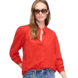 J. CREW Women's Red Button-Up Blouse